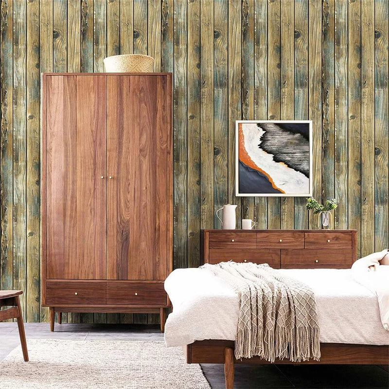 Distressed Wood Wallpaper Self-adhesive Vinyl Peel Stick Contact Qme