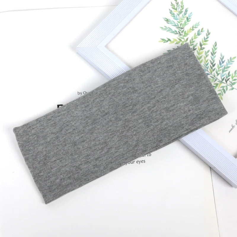 Unisex Solid Wide Elastic Hairband Running Sport Headband Yoga Qme GRAY