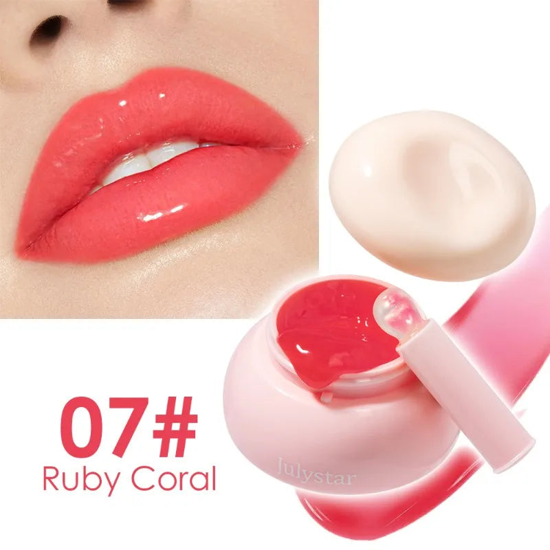 Long-lasting Moisturizing Solid Lip Jelly Red Tinted Lip & Cheek Jam Lip Balm Smooth Gloss Jelly LipGloss Water Light Lipsticks Qme 07