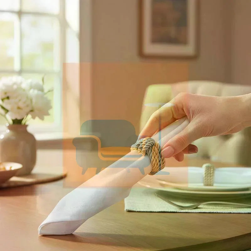 Circle Woven Rope Napkin Ring Christmas Decoration Solid Color Napkin Buckle Restaurant Bar Wedding Home Table Accessories Qme
