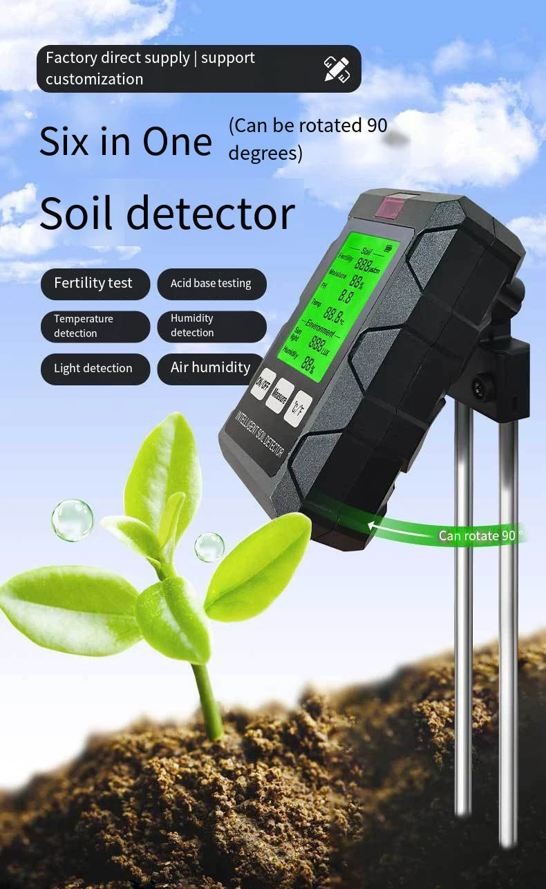 1 Soil Detector Tester Ph Temperature Humidity Sunlight Air Moisture Qme