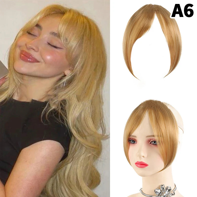 Natural Hair Wig Bangs Synthetic Fluffy Extensions Clip-on Hairpieces Qme A6