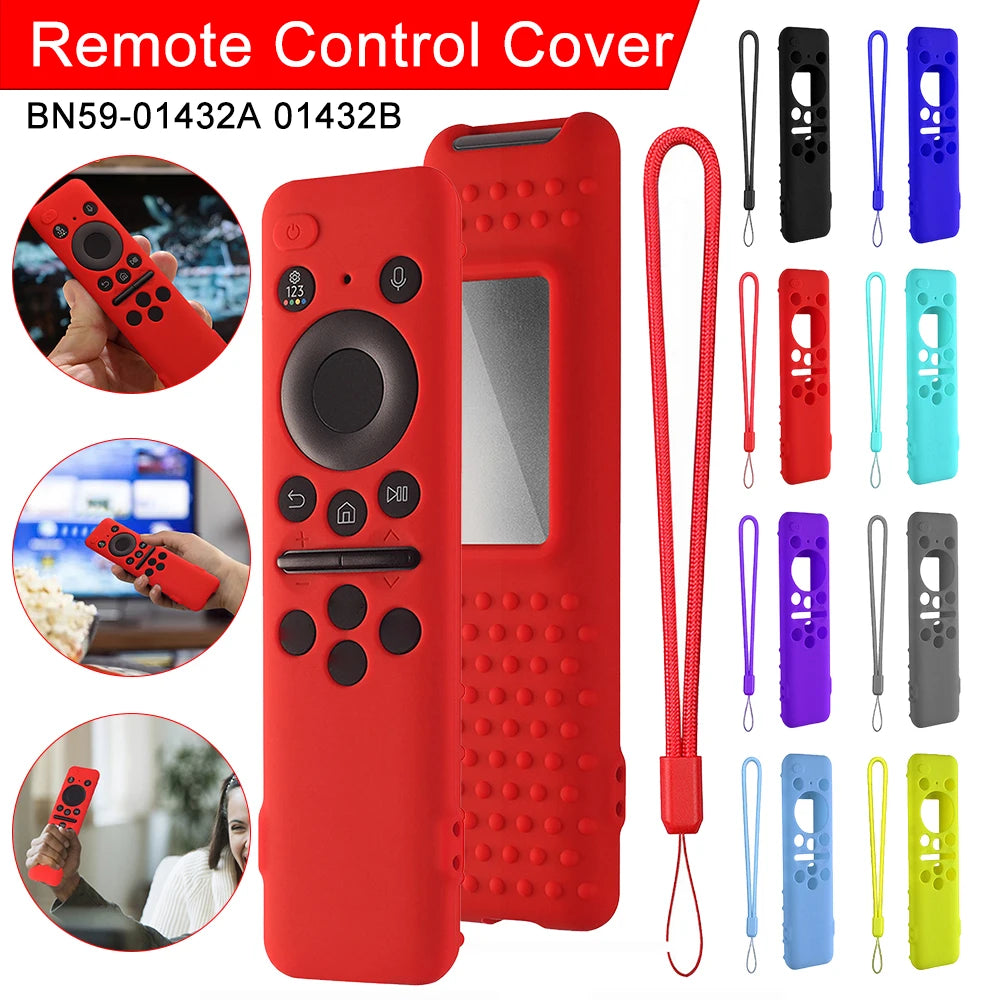 Protective Cover BN59-01432A 01432B Remote Control Covers with Lanyard Shockproof Anti-Slip for Samsung 8K Neo QLED HDR Smart TV Qme