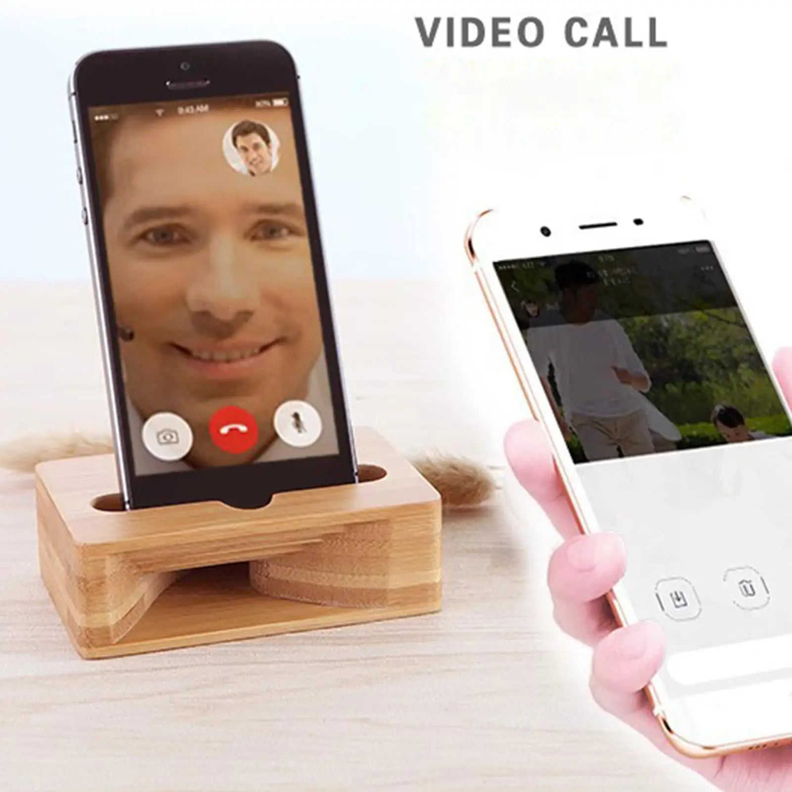 Wood Phone Speaker Stand Desktop Wooden Cell Phone Speaker Amplifier Phone Dock Clear Calls and Music Mobile Phone Riser Qme