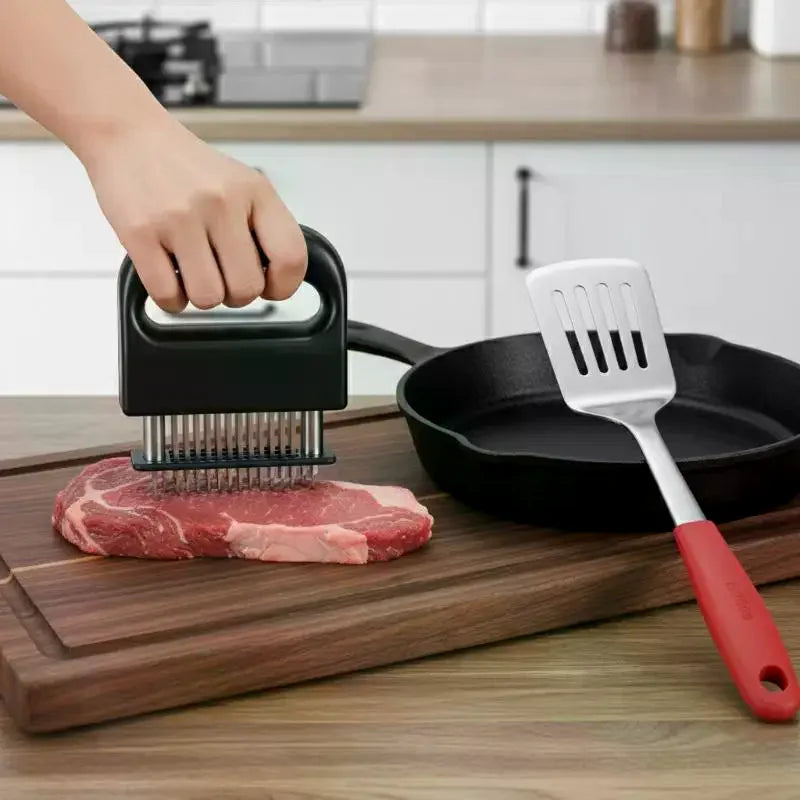 Stainless Steel Meat Tenderizer 48 Needles Beef Steak Breaker Hammer Kitchen Cooking Tool BBQ Grilling Marinade Accessories Qme