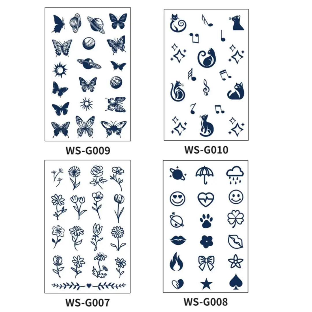 A Small Pattern Waterproof Temporary Tattoo Stickers, Long-lasting Waterproof for One to Two Weeks, Finger Tattoos for Women Qme 4pcs WS-G007G010