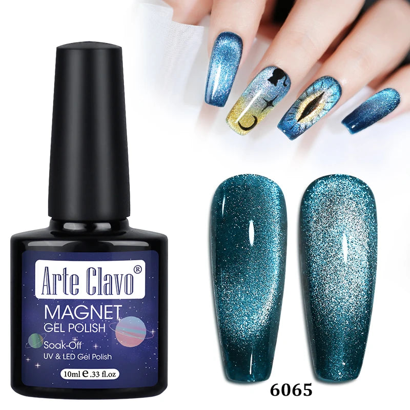 DIY Design Cat Eye Nail Art Magnet Heart Rabbit Striped Tool Red Qme 6065