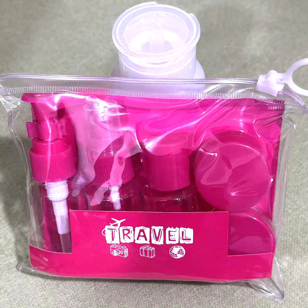 Travel Bottles Leak Proof Press Refillable Containers Cosmetics Qme Rose red