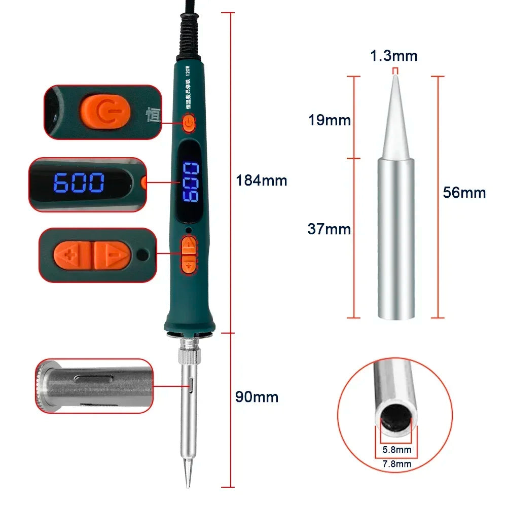 120W 150W Digital Electric Soldering Iron Tool Dual Calibration Qme