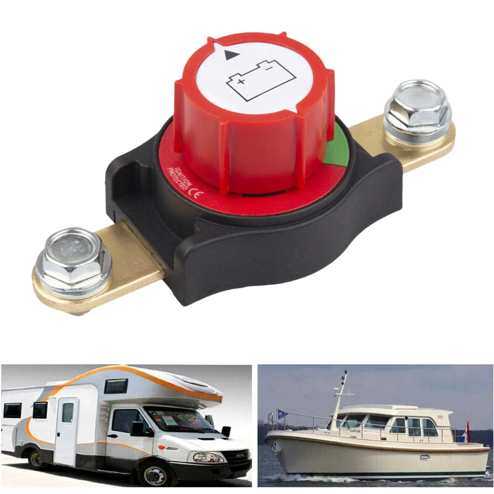 On/Off 300A Battery Disconnect Switch Top Post Battery Switch Battery Cut Off Switch for Car Vehicle RV and Boat Qme