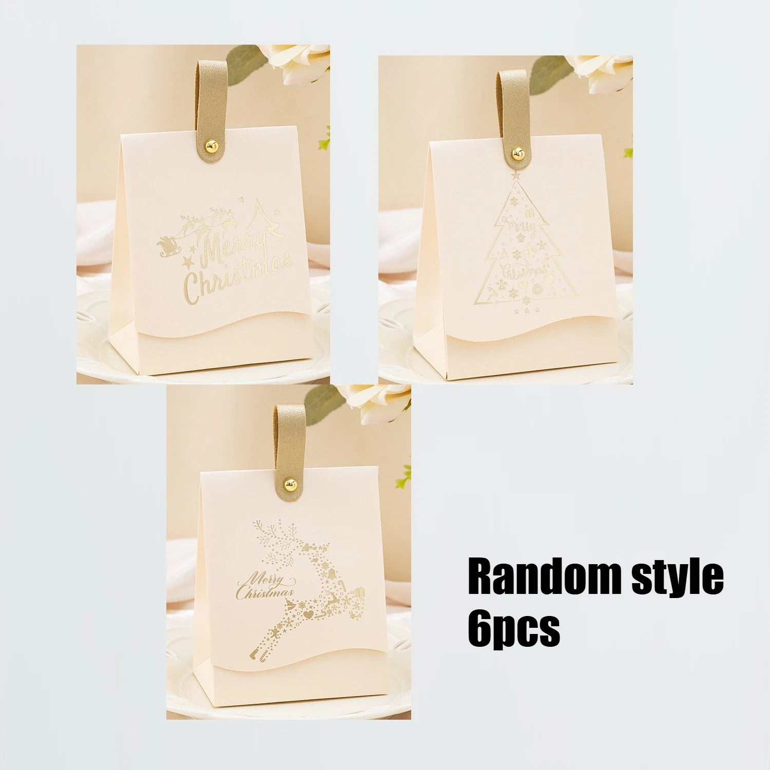 6Pcs Random Christmas Gift Boxes, Gold Foil Candy Boxes For Holiday Party Favors Qme Light Golden 6pcs 10cm 13cm