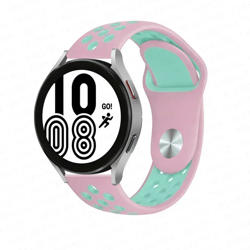 20mm 22mm Watch Strap for Samsung Galaxy Watch 6 5 4 3 Classic 47mm 43mm Pro 45mm 40mm 44mm Silicon Bracelet Huawei GT/3/2 Band Qme Pink Green 20MM Watch Band
