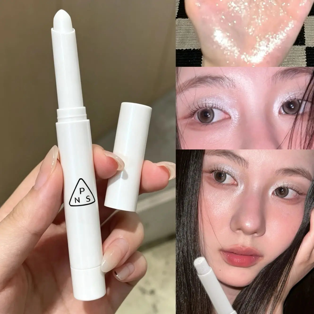 Shimmer Coral Orange Eyeshadow Stick Pearlescent Purple Eye Shadow Brightening Waterproof Diamond Glitter White Highlighter Pen Qme