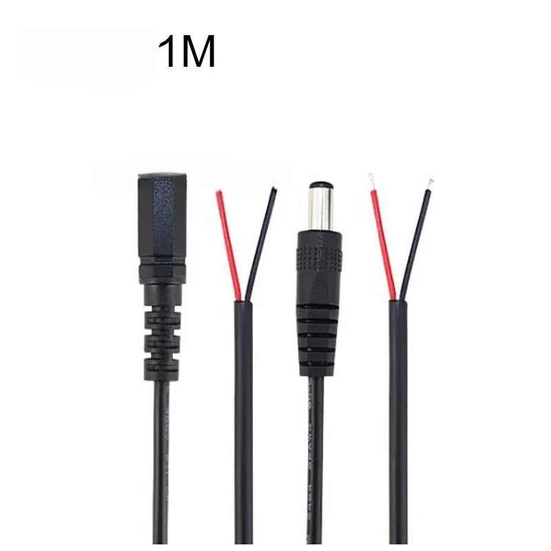 3pcs 1M 12V DC Male Female Connector Power Supply Cord Extension Cable for CCTV LED Strip Light Adapter Wire 5.5*2.1mm Qme 1M DC female