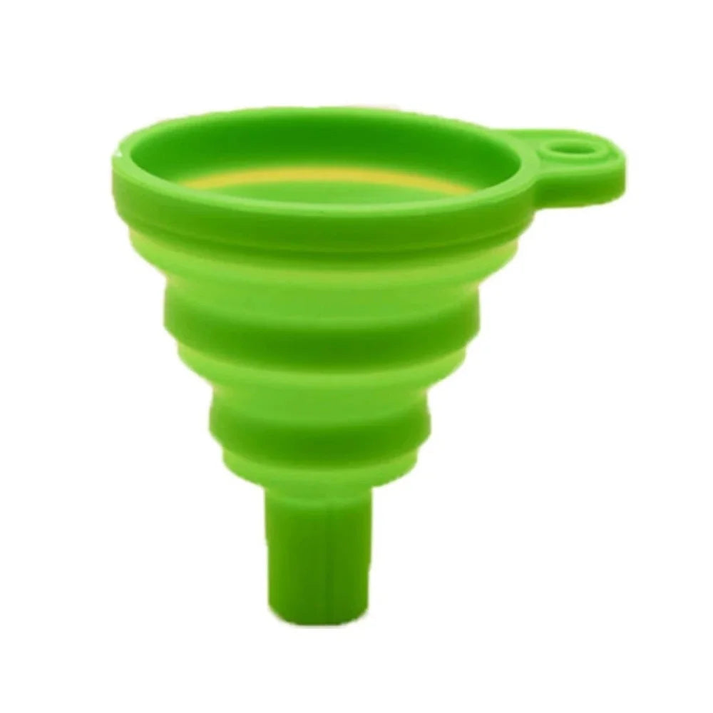 Portable Foldable Silicone Auto Engine Oil Funnel Multi-purpose Liquid Pouring Tool For Car Motorcycle Petrol Brake Washer Fluid Qme green