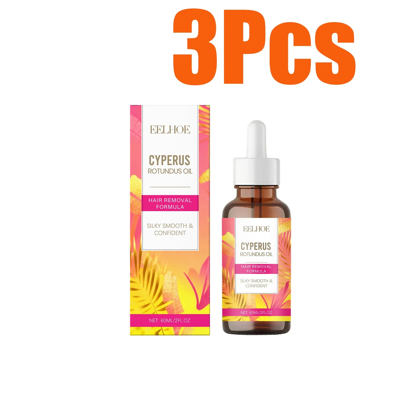 Cyperus Rotundus Oil Body Post Hair Removal Soothing Oil Hair Growth Inhibitor Depilatory After Epilation Care for Smooth Skin Qme 3 x 60ml Boxed