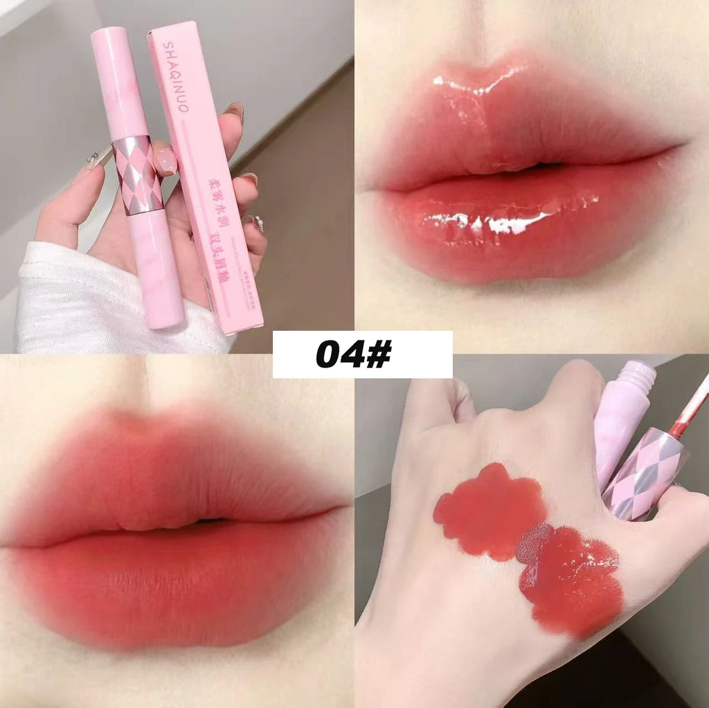 SHAQINUO Double End Lip Glaze Full Gloss Mirror Matte Velvet Long Qme S9078-4