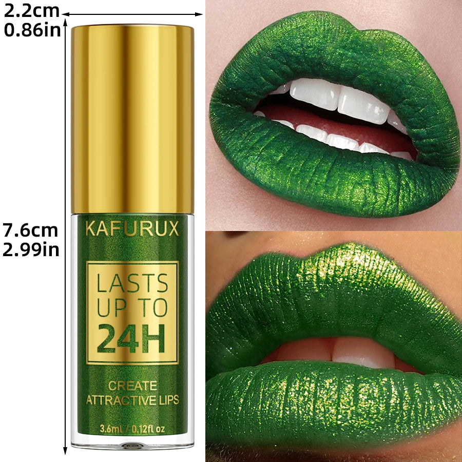 Green Glitter Lip Glaze Waterproof Long Lasting Gloss Bold&intense Qme 09