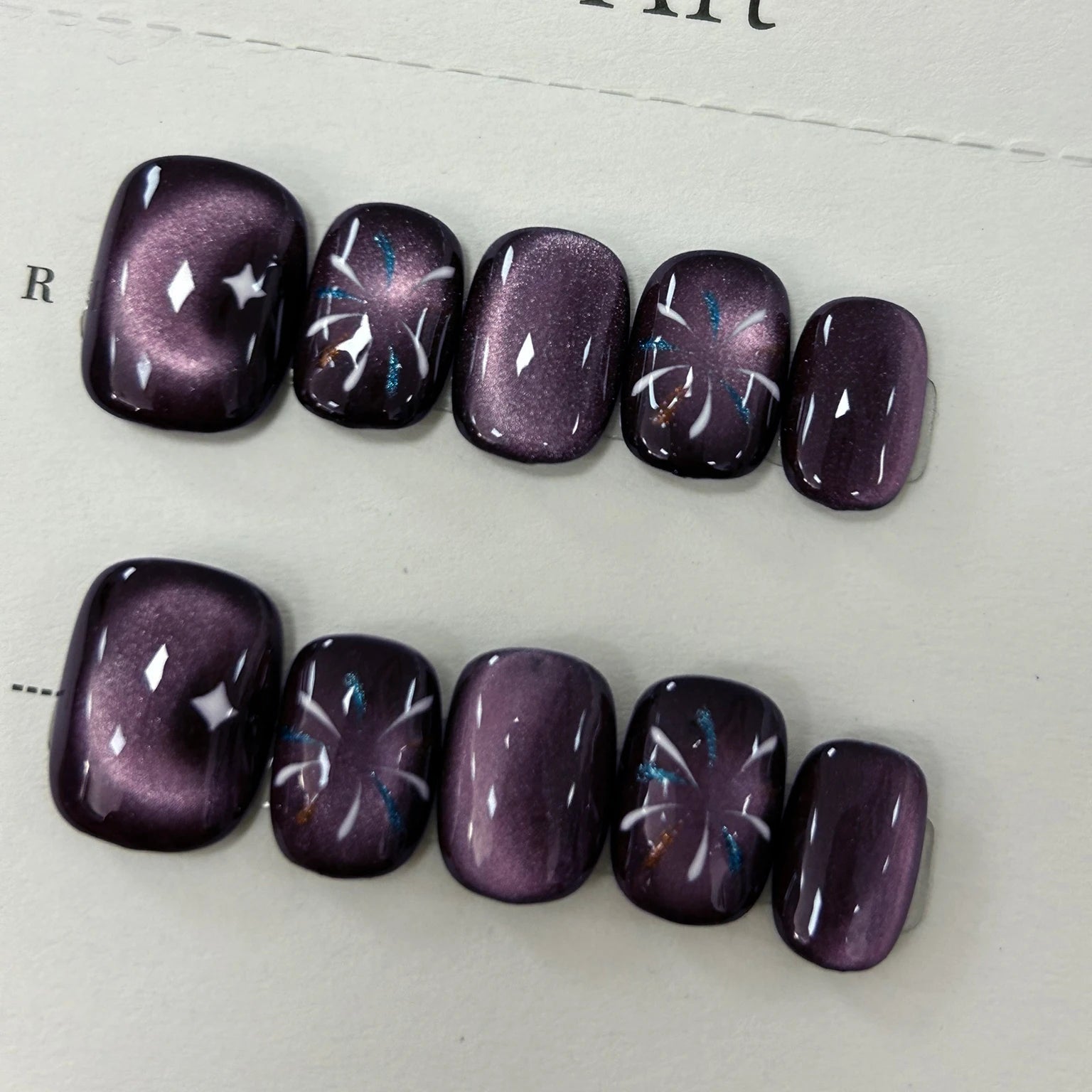 Black Handmade Almond Press Nails French Fake Short Square Coffin Cat Qme GJ-CDJ-ZB06-M