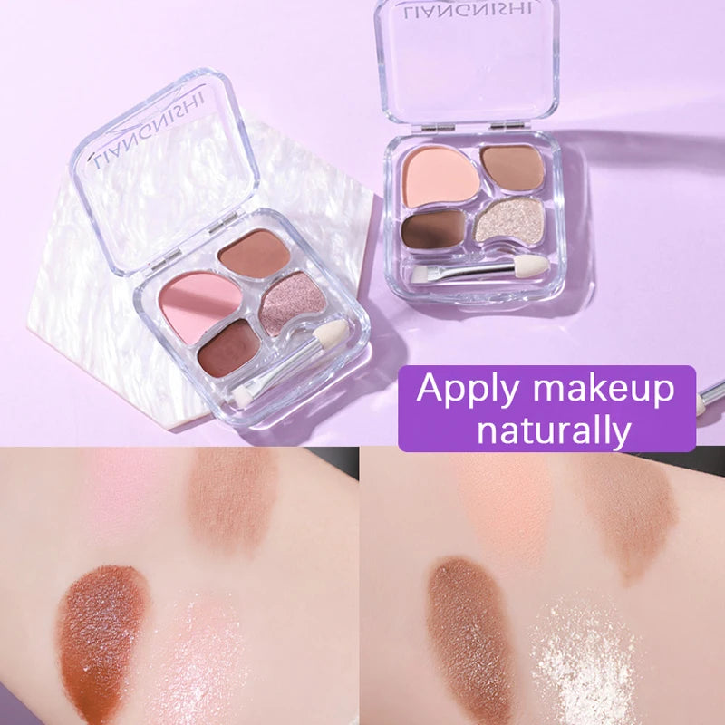 4-color Eye Shadow Plate Waterproof Sweat Proof Energetic Glitter Qme