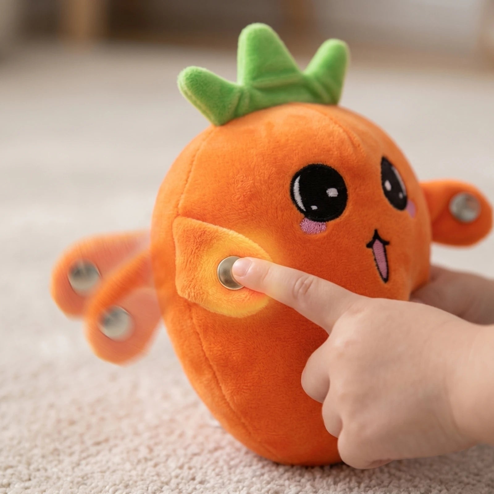 Cartoon Fruit Sensing Rhythm Radish Plush Toy Parent-child Interactive Plush Doll Cultivate Music Perception Ability Fun Gift Qme