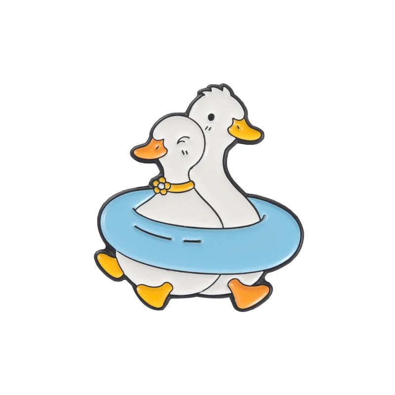 Cute Animal Enamel Pins Duck Goose Brooches Bicycle Doctor Metal Badges Lapel Clothes Funny Kids Friend Jewelry Gifts Wholesale Qme style 2