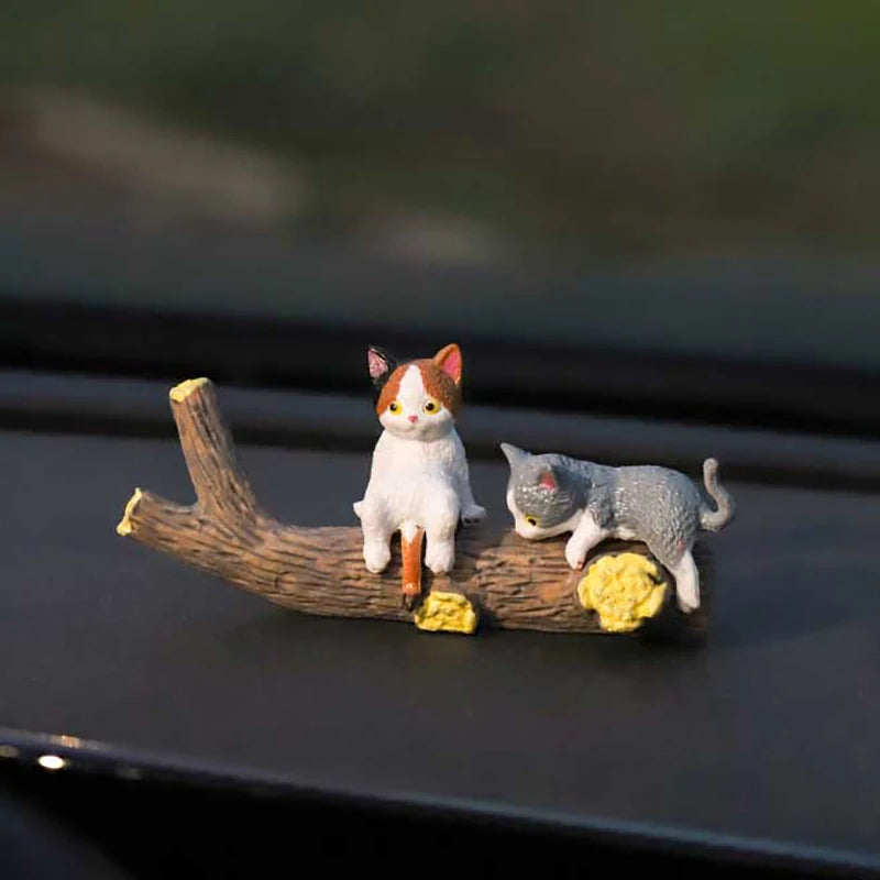 Cute Mini Cartoon Car Cat Ornaments Screen Edge Decoration Micro Qme