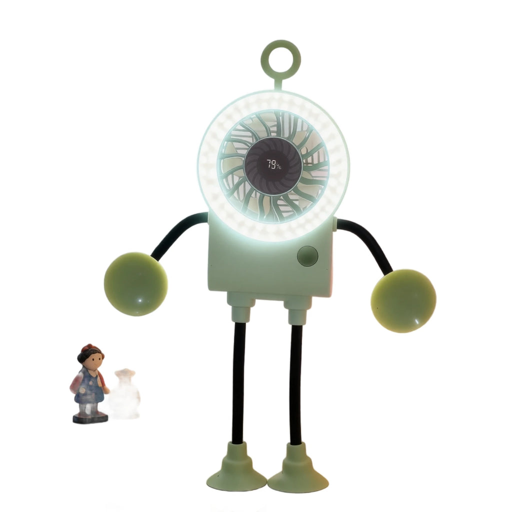 Mini Lovely Electric Fans Foldable Design Protable Outdoor and Office Fans with Suction Cup and Digital Display Summer Essential Qme Green One Size