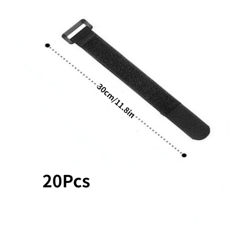 10pcs Nylon Hook & Loop Strap Cable Durable Self-adhesive Bike Tie, Reusable Fastening Nylon Cable, Length Qme 2 20cm