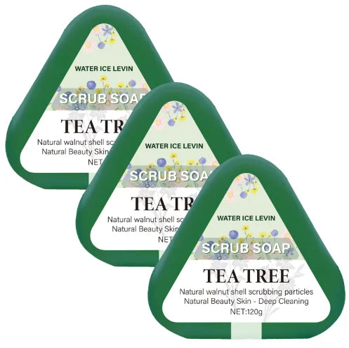 Tea Tree Scrub Soap with Natural Walnut Shell Particles for Deep Cleaning & Natural Beauty Skin Care. Qme Milk 120g
