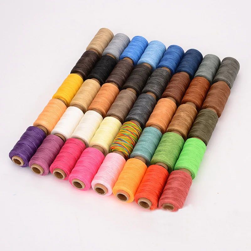 4PCS 30M Flat Waxed Thread Cord Leather Sewing for DIY Handicraft Tool Hand Wax Stitching Repair Cord Durable Polyester Leather Qme
