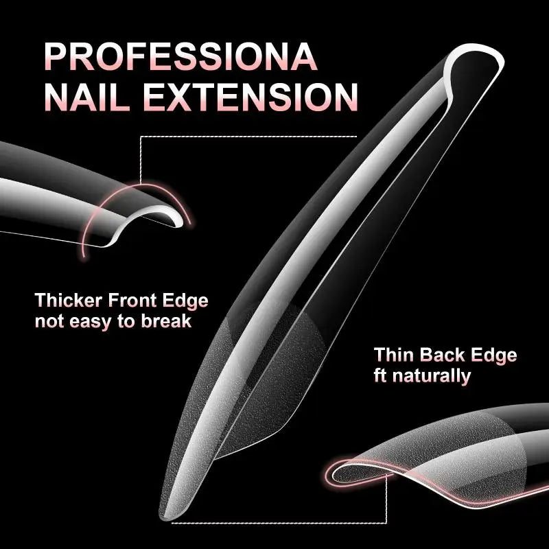 1box False Nail Tips Clear Semi-frosted Full-coverage Soft Fake Nails Qme