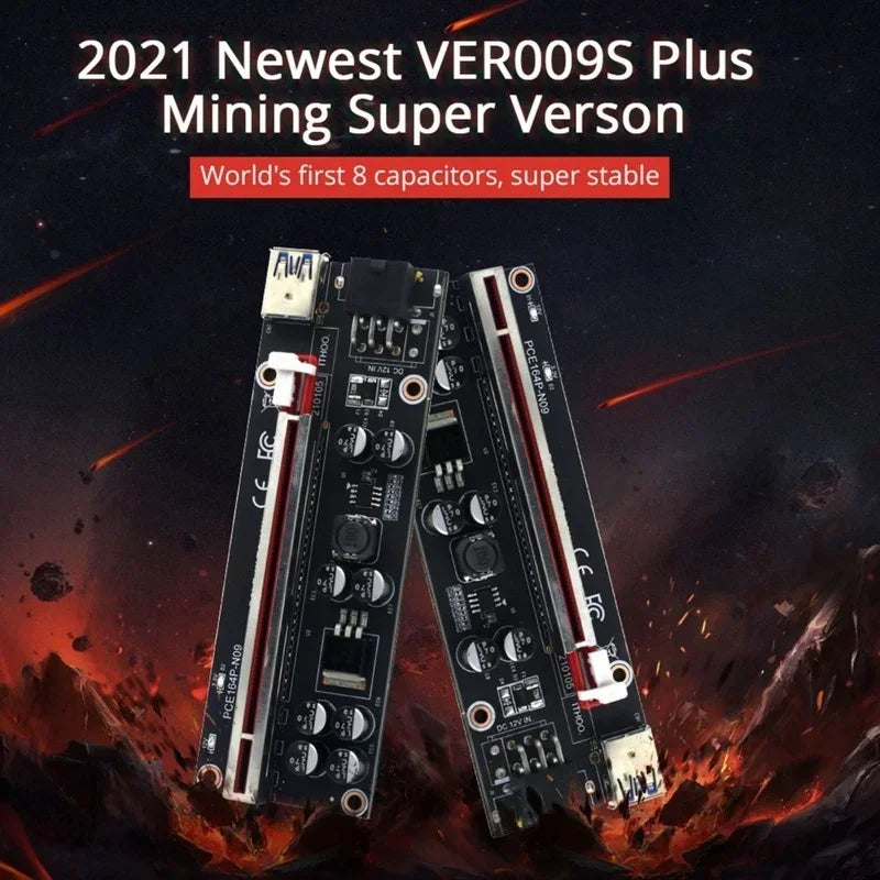 NEW VER009S Plus PCI-E Riser Card 009S Plus PCIE X1 to X16 4Pin 6Pin Power 60CM USB 3.0 Cable for Graphics Card GPU Miner Mining Qme