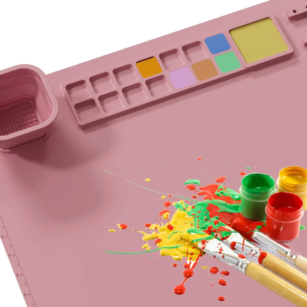 1PCS Silicone Painting Pad Brush Holder Crafts Silicone Pad Multifunctional Silicone Art Painting Art Clay Graffiti Mat Washable Qme