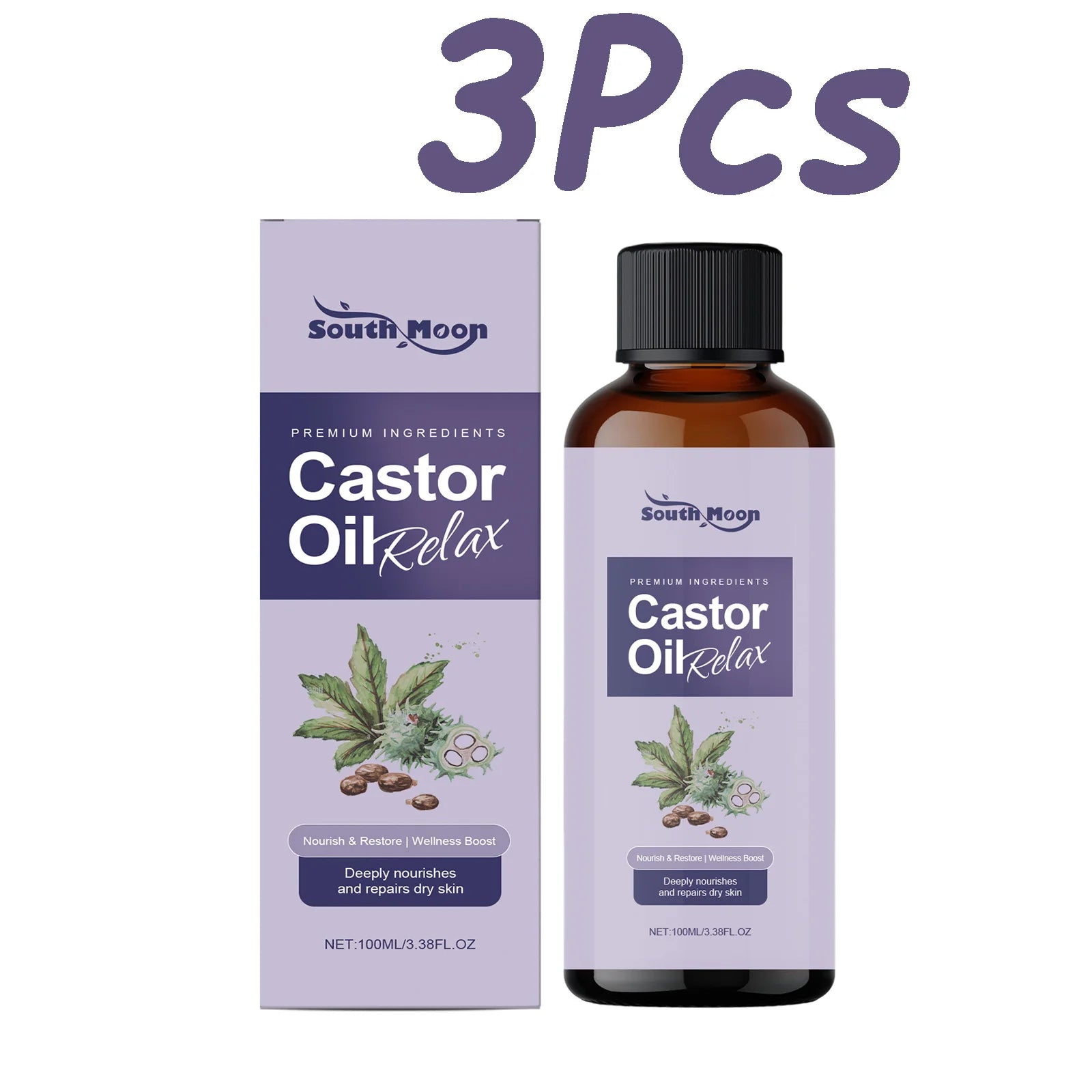 Castor Body Oil Deep Nourishing Firming Soften Smoothing Skin Relaxing Sleep Aromatherapy Essential Oil Body Massage Oil Qme 3Pcs 100ml