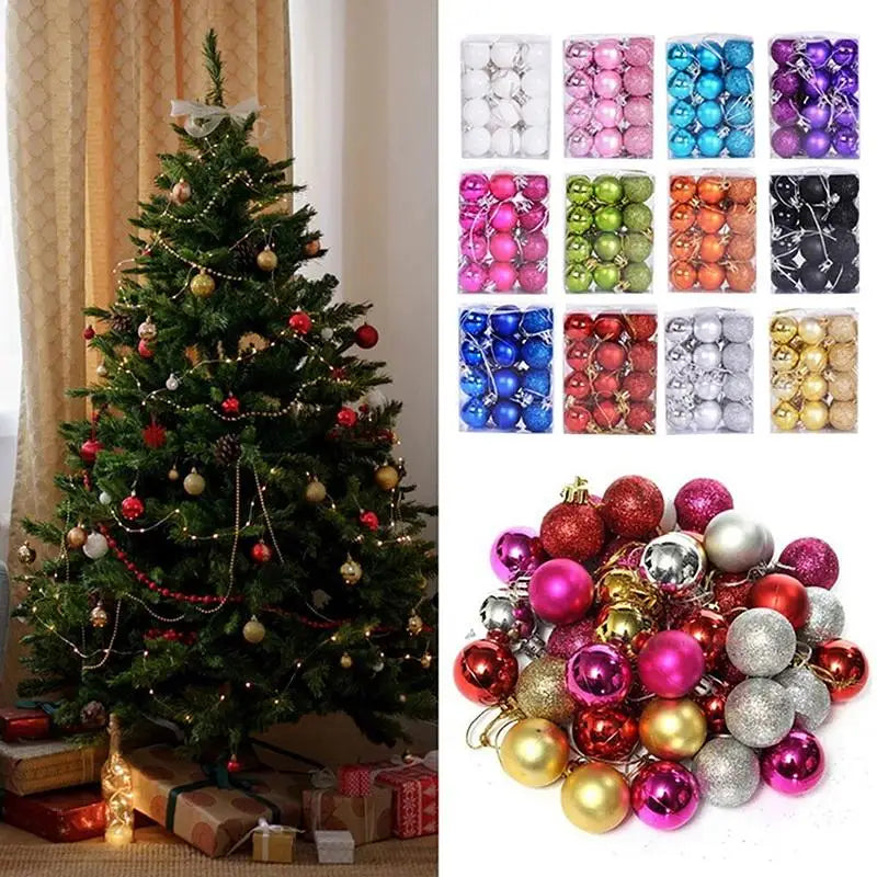 Round Christmas Ball Ornaments Hanging Xmas Tree Decor Balls Home Qme