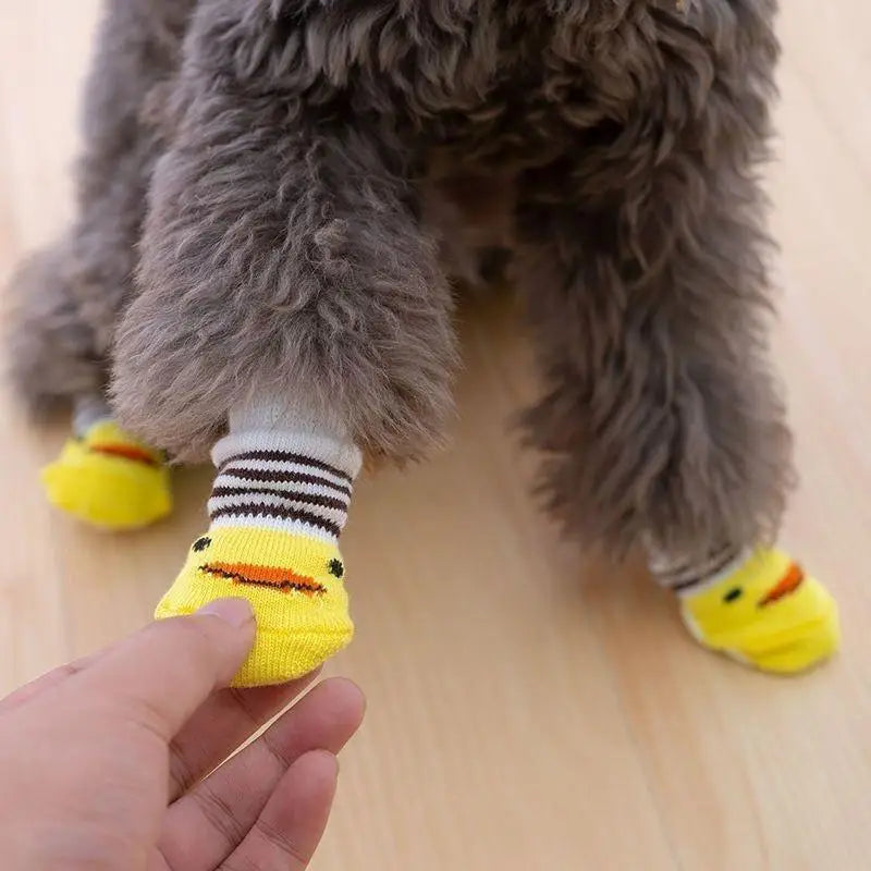 Cartoon Pet Cat Dog Floor Anti-slip Socks Prevent Scratching Dirt Qme