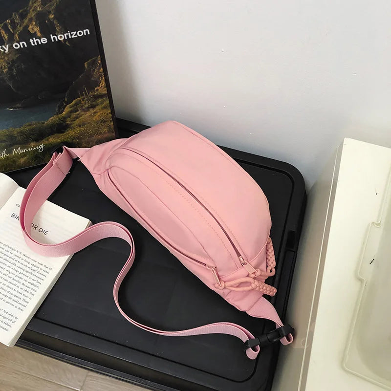 Premium Waterproof Chest Large Crossbody Bag Unisex Minimalist Travel Qme Pink