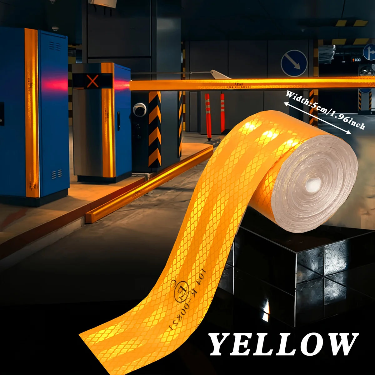 Waterproof Reflective Tape 104R Conspicuous Safety Warning Sheet for Construction Sites Qme Yellow 9m