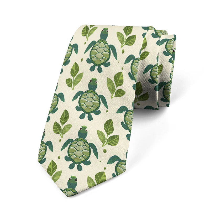 Funny Cartoon Tortoise Print Tie Unisex Fashion Business Men's Casual Qme style1