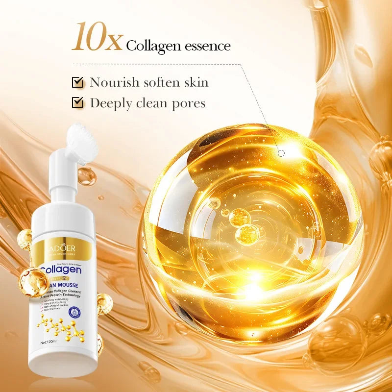 SADOER Collagen Facial Cleanser Mousse Deep Cleansing Skincare Qme