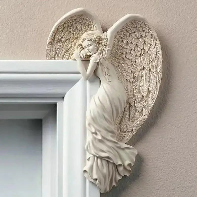 Angel Wings Resin Craft Door Frame Ornament Angel Winged Goddess Pendant Garden Door Decoration Home Gifts Left Right Wings Qme