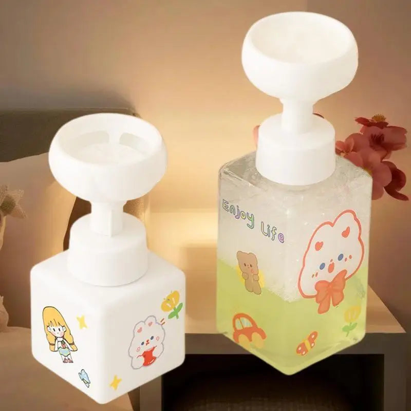 250 Flower-shaped Foam Pump Dispenser Square Plastic Bottle Hand Soap Qme
