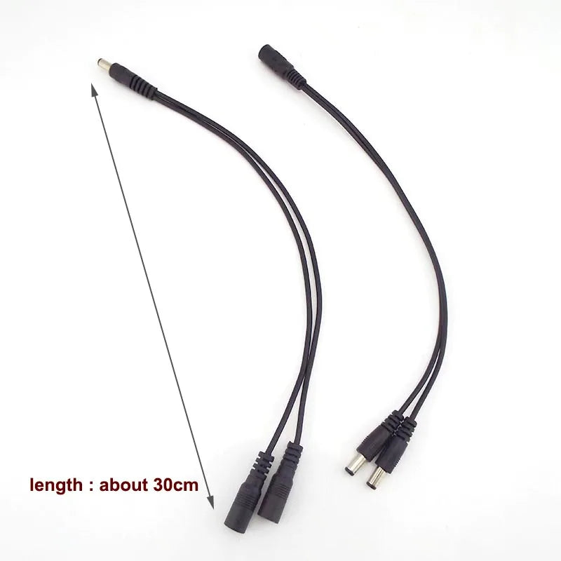 10pcs 5.5mmx2.1mm 1 Female to 2 Male female 2 Way Connector DC Plug Power Supply Splitter Cable for CCTV LED Strip Light Qme