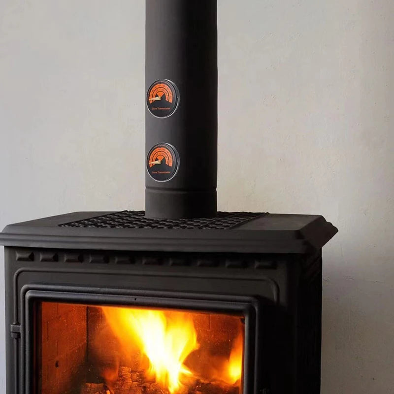 Magnetic Fireplace Fan Stove Thermometer Log Wood Burner Barbecue Qme