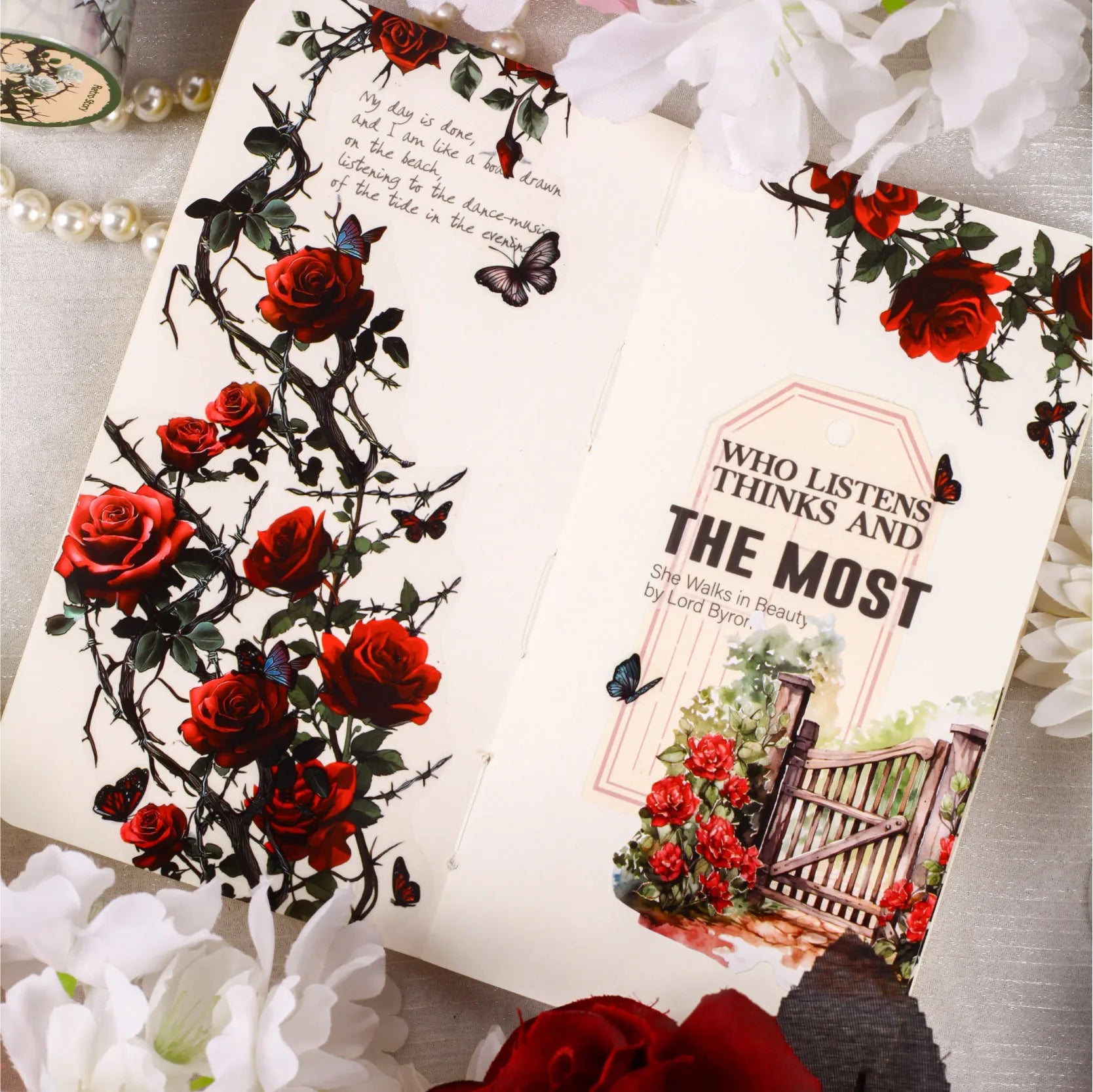 TIANZI 2m/Roll Gothic Rose Theme Die cut Tape Journal Planner Japanese Adhesive DIY Sticker Diary Scrapbooking Masking Tapes Qme