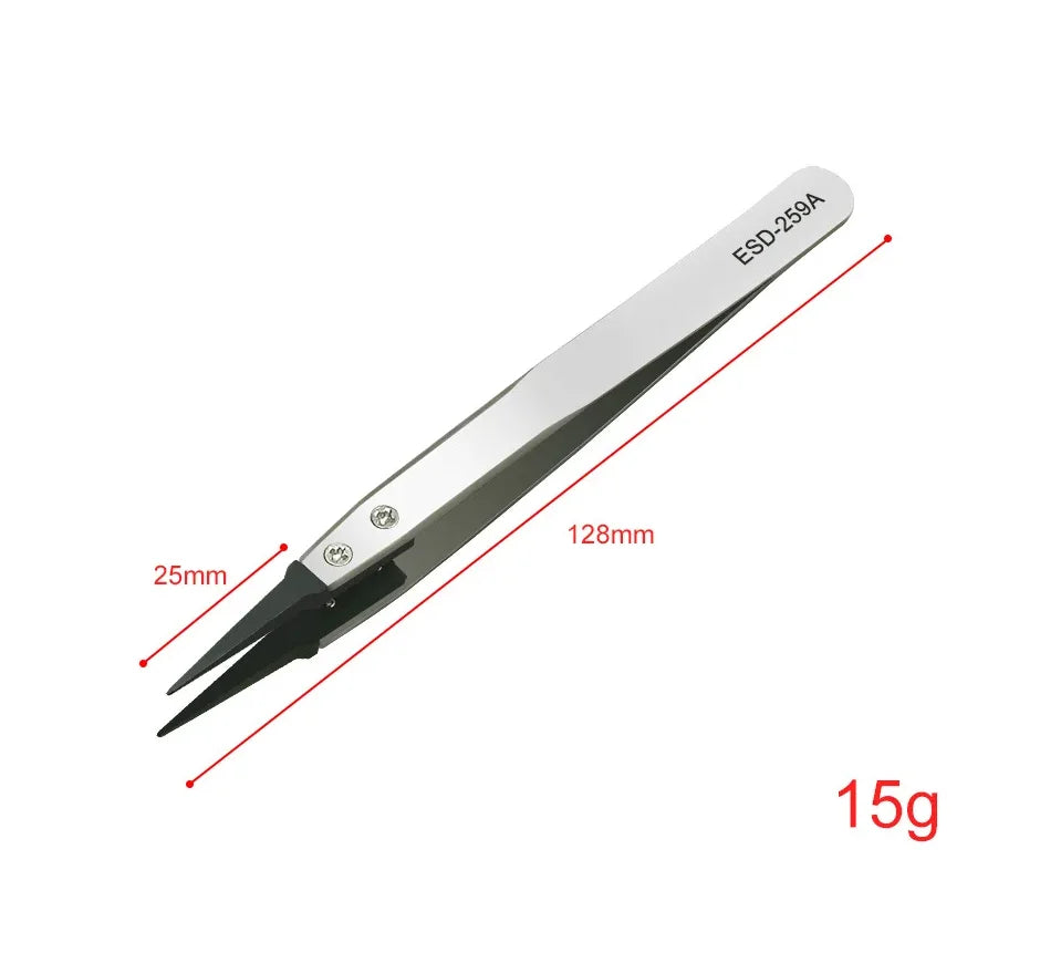 ESD Anti-static Precision Tweezers Tips Heavy-duty Metal Construction Qme