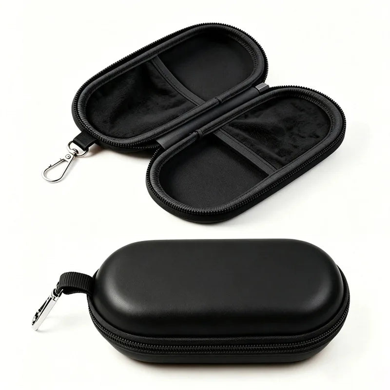 Double Eyeglasses Case Dual Glasses Sunglasses Organizer Zipper Qme Black