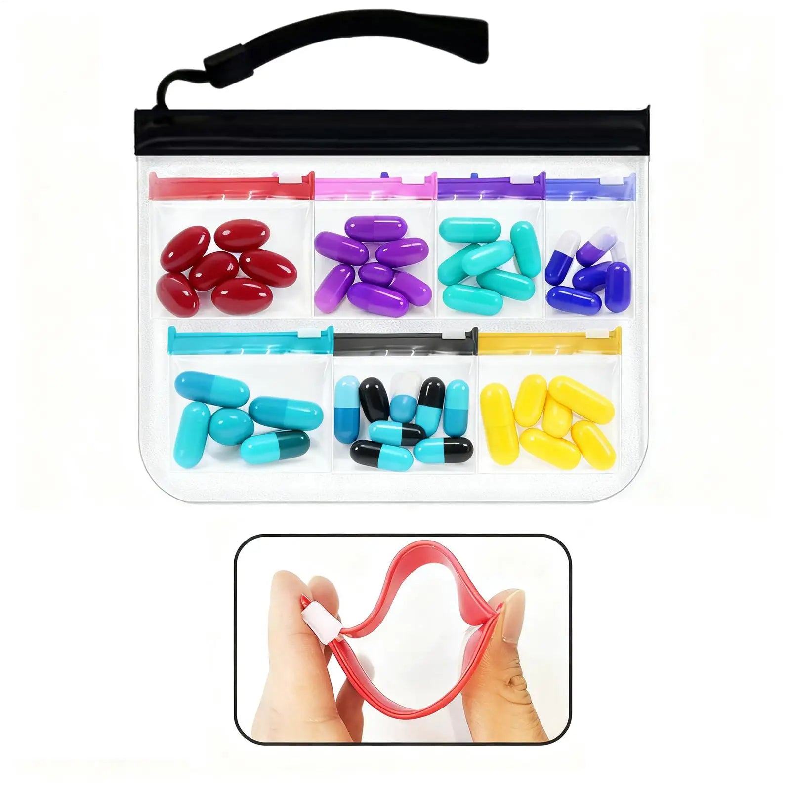 Reusable Pill Pouches Travel Zipper Medication Bag Slide Lock Pouch Qme