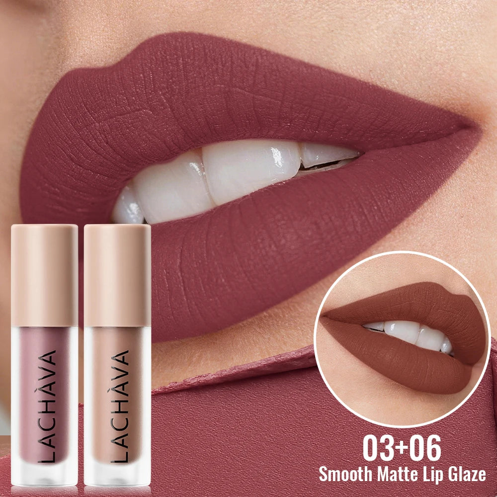 Matte Lip Glaze Waterproof Long Lasting Nude Liquid Lipstick Smooth Qme